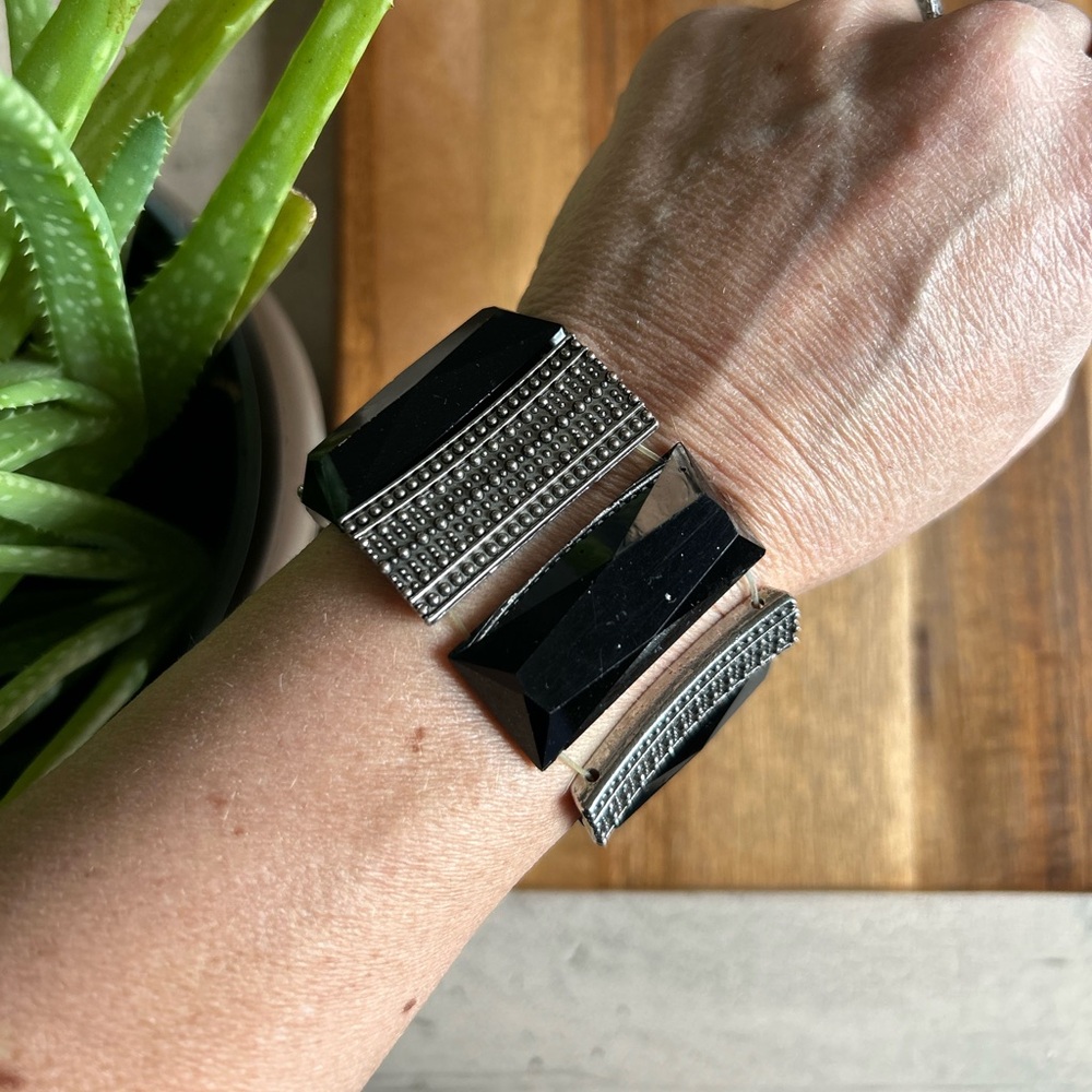 Black and Silver Geometric Bracelet